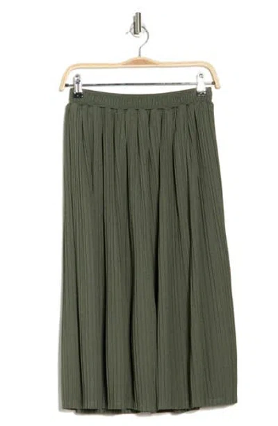 Adrianna Papell Slit Pleated Midi Skirt In Olivine
