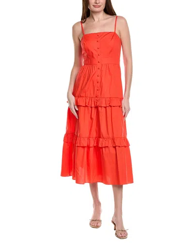 Adrianna Papell Solid Tiered Midi Dress In Orange