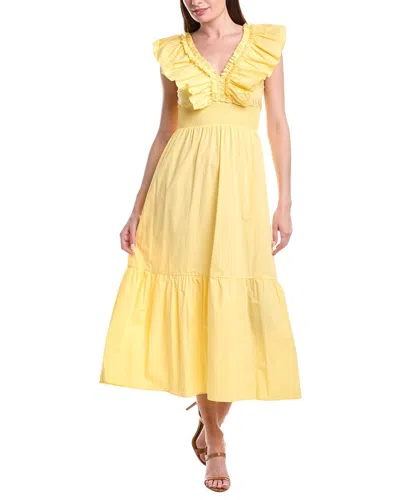 Adrianna Papell Smocked Waist Midi Dress In Yellow