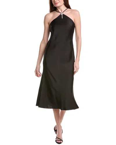 Adrianna Papell Solid Sleeveless Midi Dress In Black