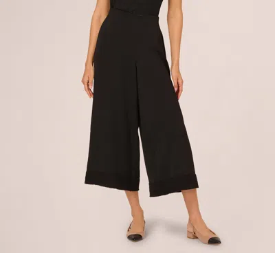 Adrianna Papell Soutache Trim Cropped Wide Leg Pant In Black