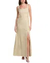 Adrianna Papell Square Neck Boucle Gown In Neutral