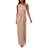 Adrianna Papell Stardust Womens Metallic Long Evening Dress In Gold