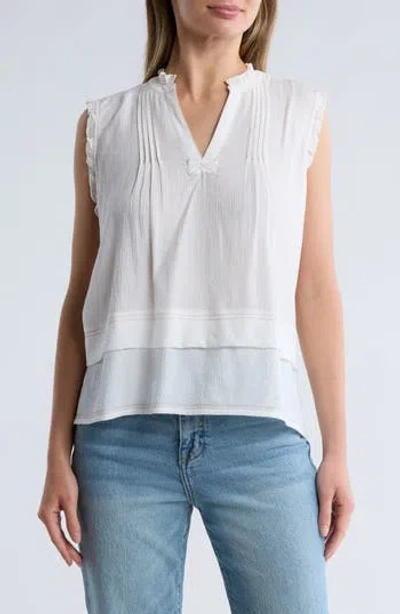 Adrianna Papell Stitched Tiered Tank In Ivory/khaki