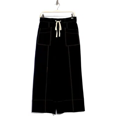 Adrianna Papell Stitched Wide Leg Pants In Navy/khaki