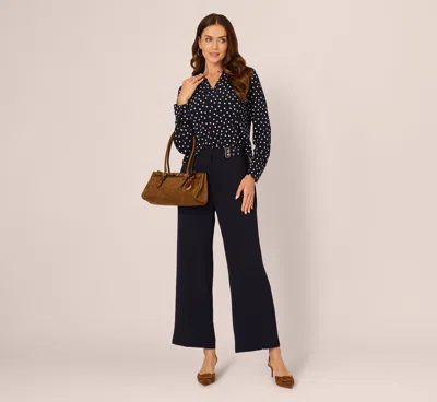 Adrianna Papell Straight Leg Side Buckle Pant In Blue Moon In Black