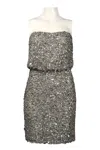 Adrianna Papell Strapless Blouson Sequin Dress In Grey In Grey