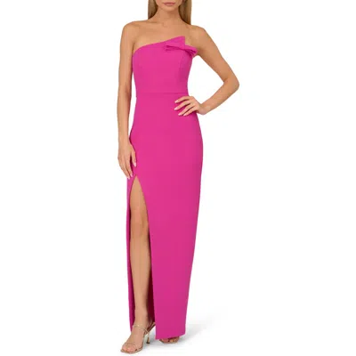 Adrianna Papell Strapless Crepe Column Gown In Electric Passion