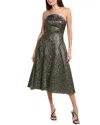 Adrianna Papell Strapless Metallic Ankle Dress In Gray
