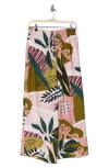 Adrianna Papell Stretch Cotton Tie Waist Pants In Desert Rose/kiwi Trove Floral