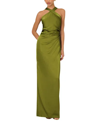 Adrianna Papell Stretch Satin Long Dress In Green