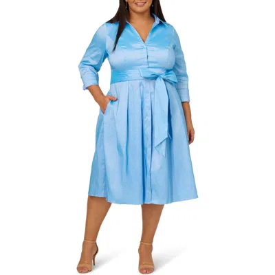 Adrianna Papell Stretch Taffeta Midi Shirtdress