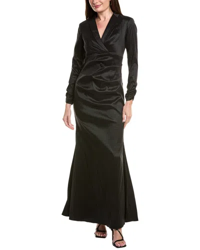 Adrianna Papell Stretch Taffeta Tuxedo Dress In Black