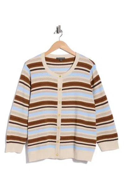 Adrianna Papell Stripe Cardigan In Multi