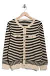 Adrianna Papell Stripe Cardigan In Brown