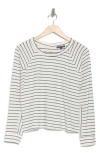 Adrianna Papell Stripe Long Sleeve Textured Knit Top In Ivory/black