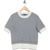 Adrianna Papell Stripe Short Sleeve Sweater In Multi