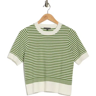 Adrianna Papell Stripe Short Sleeve Sweater In Multi