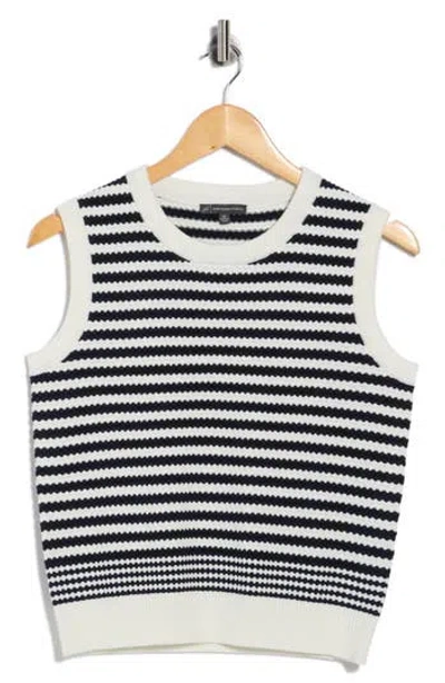 Adrianna Papell Stripe Sweater Tank In Black