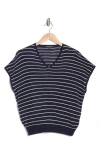 Adrianna Papell Stripe Vertical Rib Sweater In Blue Moon/ivory Stripe