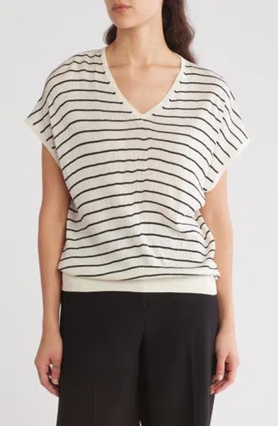 Adrianna Papell Stripe Vertical Rib Sweater In Multi