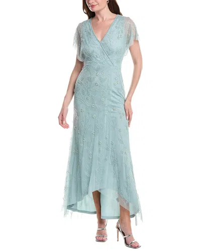 Adrianna Papell Surplice Bead Maxi Dress In Green