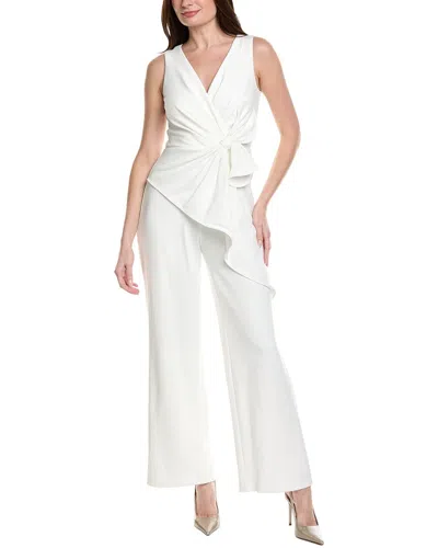 Adrianna Papell Surplice Jumpsuit In White