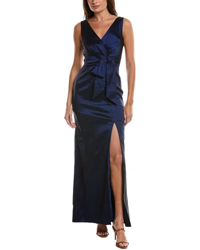 Adrianna Papell Taffeta Bow Gown In Blue
