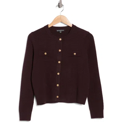 Adrianna Papell Textured Crop Cardigan In Chocolate