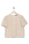 Adrianna Papell Textured Puff Sleeve Top In Light Apricot