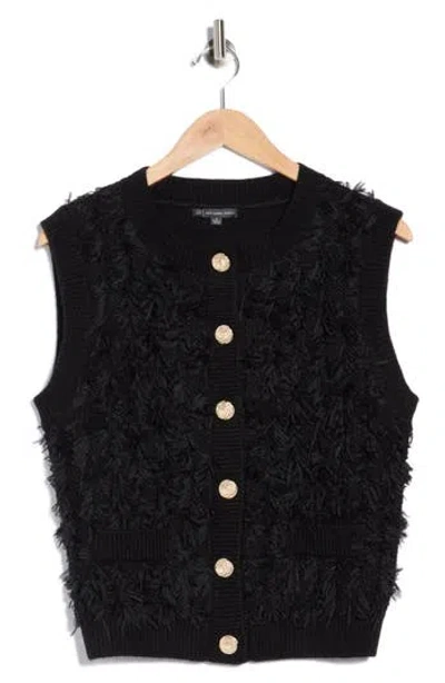 Adrianna Papell Textured Sweater Vest In Black