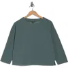 Adrianna Papell Three-quarter Sleeve Drop Shoulder Rib Knit Top In Blue