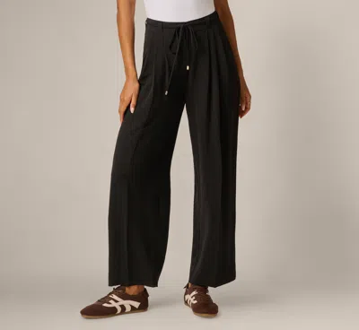 Adrianna Papell Tie Belt Airflow Pleated Wide Leg Pant In Black