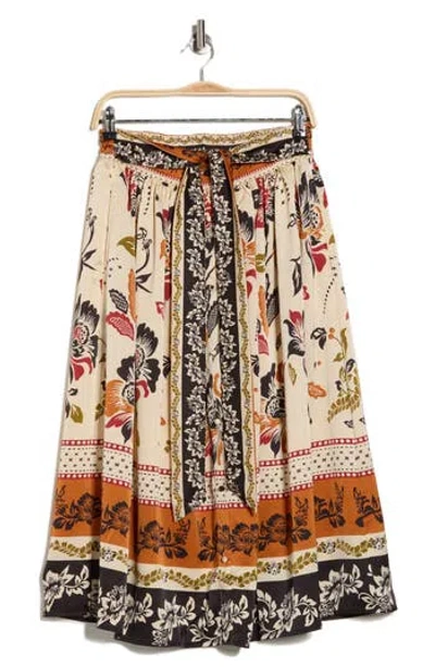 Adrianna Papell Tie Front Maxi Skirt In Multi