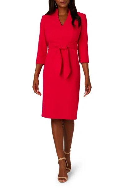 Adrianna Papell Tie Front Sheath Dress In Red Rose