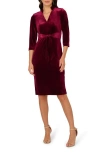 Adrianna Papell Velvet Sheath Dress In Burgundy