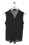 Adrianna Papell Tie Hem Button-up Shirt In Black