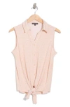 Adrianna Papell Tie Hem Button-up Shirt In Pink