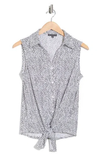 Adrianna Papell Tie Hem Button-up Shirt In Multi