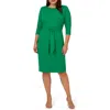 Adrianna Papell Tie Waist Crepe Dress In Vivid Green
