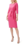 Adrianna Papell Tie Waist Crepe Sheath Dress