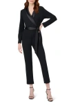 Adrianna Papell Plus Size Tuxedo Jumpsuit In Black