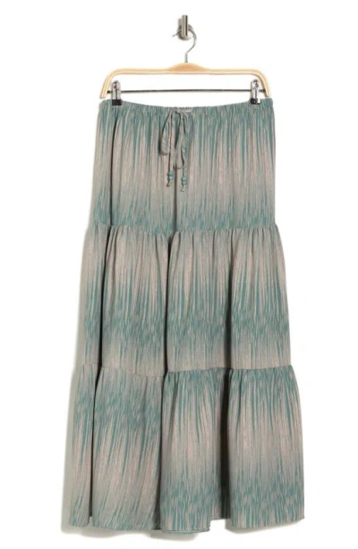 Adrianna Papell Tiered Drawstring Maxi Skirt In Green