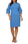 Adrianna Papell Knit Crepe Tiered Sleeve Dress In Violet Cobalt