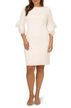 Adrianna Papell Tiered Organza & Knit Crepe Sheath Dress In Ivory