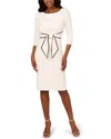Adrianna Papell Tipped Three-quarter Sleeve Crepe Dress