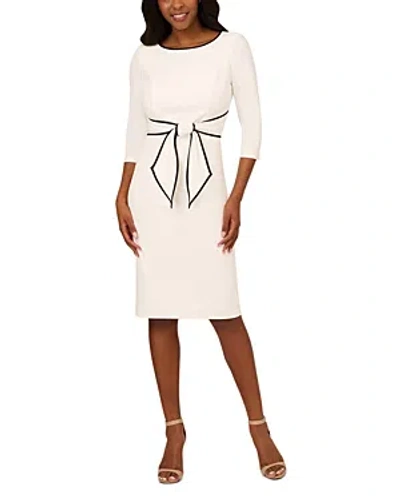 Adrianna Papell Tipped Three-quarter Sleeve Crepe Dress In Ivory/black