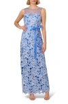 Adrianna Papell Tonal Lace Column Gown In Peri Cruise