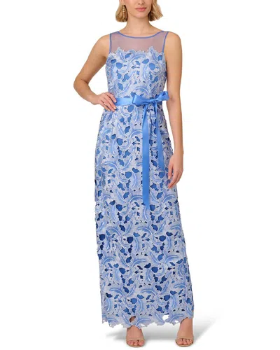 Adrianna Papell Tonal Lace Dress In Blue