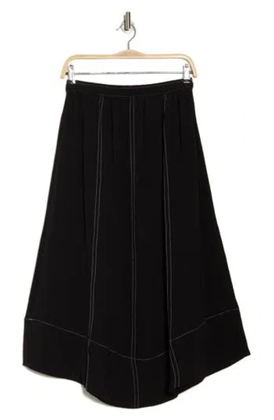 Adrianna Papell Topstitched A-line Skirt In Black
